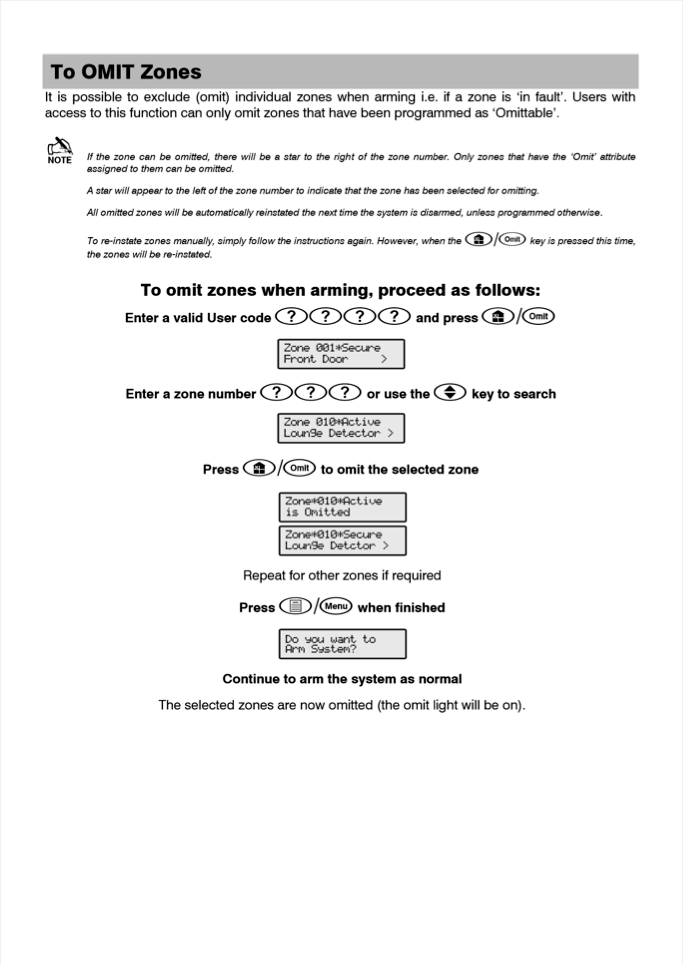 Omit Zones All Secure Security Resources Manuals & Pdf's